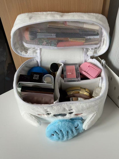 Fluffy Seal Makeup Organizer Pouch with Compartments