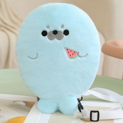 Fluffy Seal Shoulder Bag with Adjustable Strap