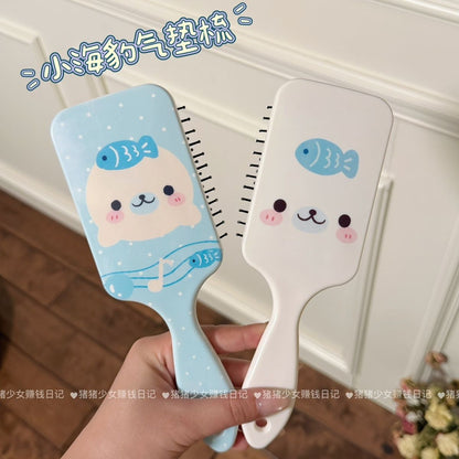 Cute Seal Cushion Hairbrush with Scalp Massage, Portable