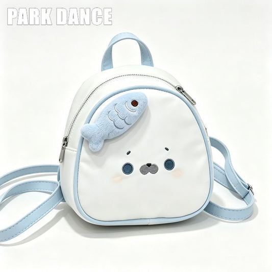 Cute Seal Plush Backpack with Fish Toy for Everyday Outings