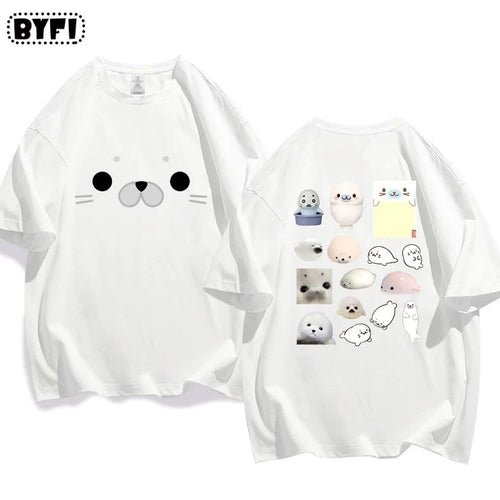 Cute Seal Graphic Cotton T-Shirt in Multiple Designs