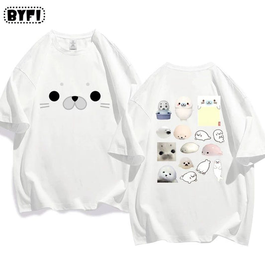 Cute Seal Graphic Cotton T-Shirt in Multiple Designs