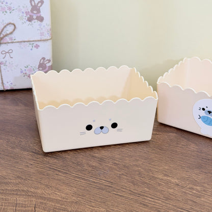 Cream Seal Lace Desk Organizer for Stationery and Small Items