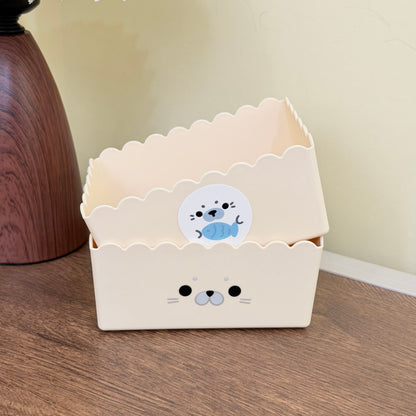 Cream Seal Lace Desk Organizer for Stationery and Small Items