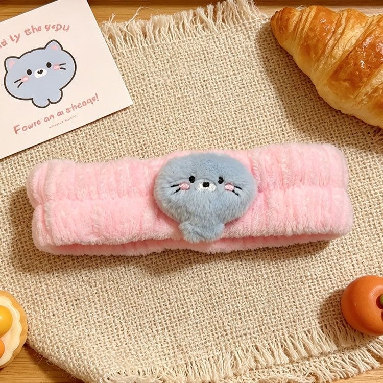 Cute Plush Seal Headband for Face Washing and Skincare