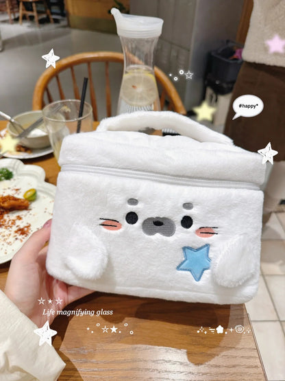 Fluffy Seal Makeup Organizer Pouch with Compartments