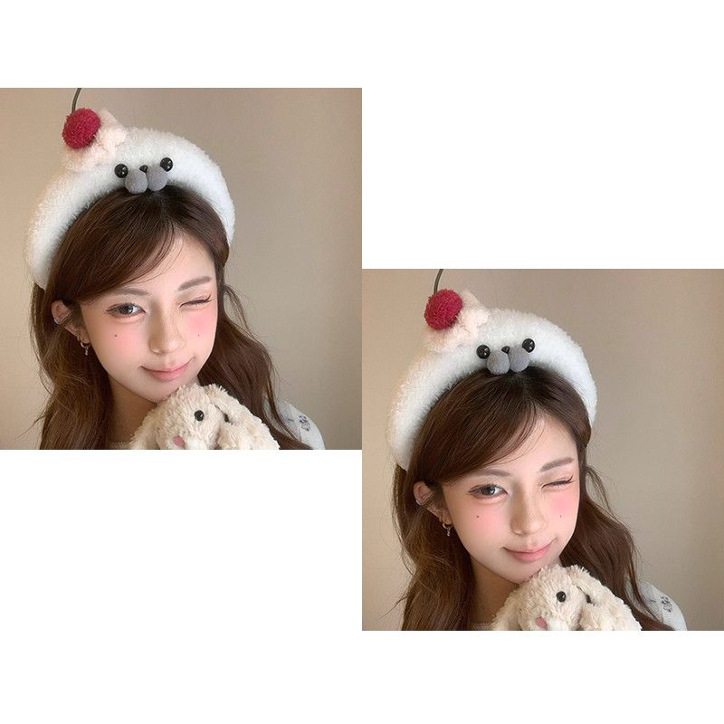 Fluffy Seal Spa Headband for Face Washing & Makeup