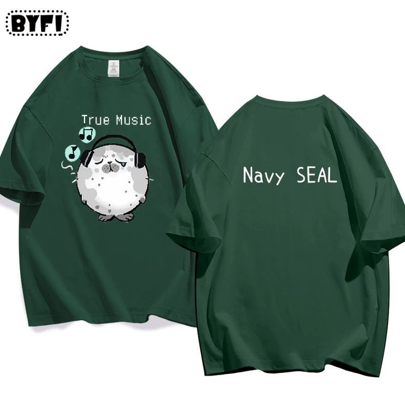 Cute Seal Graphic Cotton T-Shirt in Multiple Designs