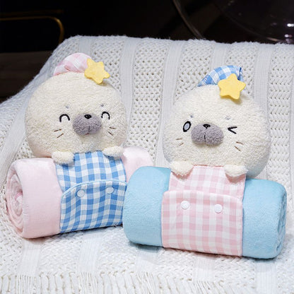 3D Seal Roll-Up Travel Blanket with Built-In Storage