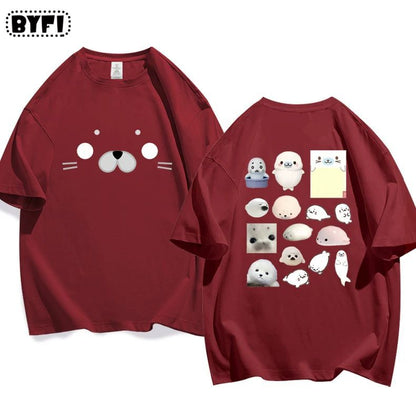 Cute Seal Graphic Cotton T-Shirt in Multiple Designs