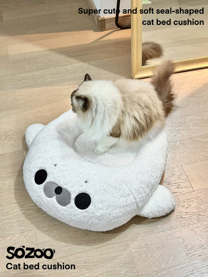 Warm Semi-Enclosed Seal Pet Bed for Cats & Small Dogs