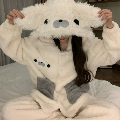 Matching Seal Coral Fleece Pajama & Loungewear Set
