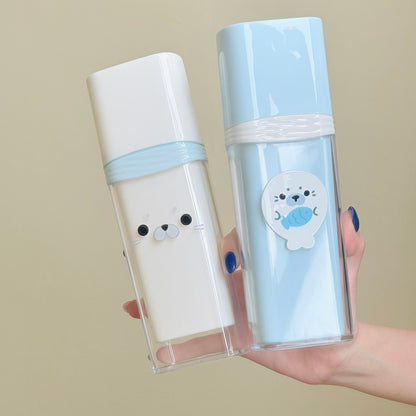 Cute Seal 3-in-1 Travel Rinse Cup with Toothbrush Holder for Students