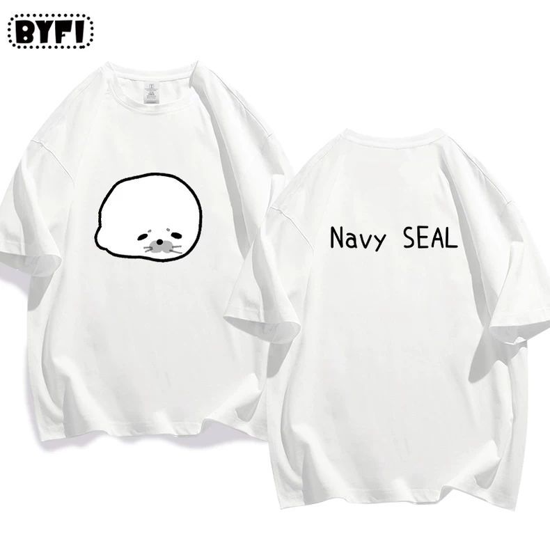Cute Seal Graphic Cotton T-Shirt in Multiple Designs