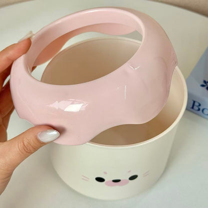 Cute Seal Face Desktop Trash Can, Round Mini Wastebasket for Desk, Office, Dorm
