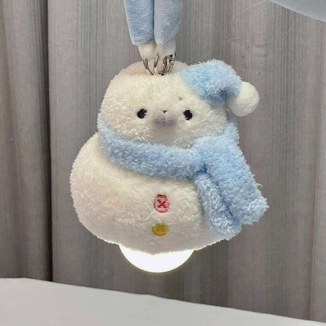 Fluffy Seal Snowman Plush Night Light for Bedside