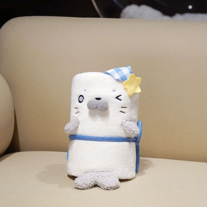 Fluffy Seal Flannel Throw Blanket for Naps & Travel