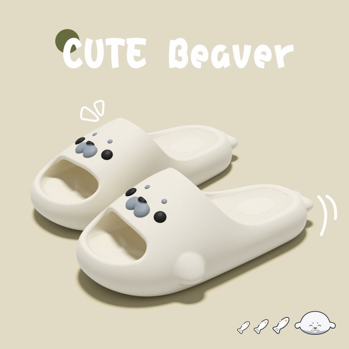 EVA Cute Seal Slippers for Couples, Quiet Non-Slip Indoor Bathroom House Shoes