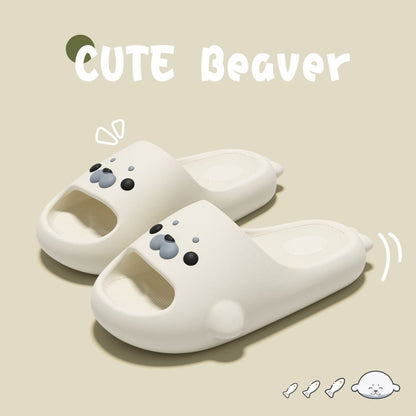 EVA Cute Seal Slippers for Couples, Quiet Non-Slip Indoor Bathroom House Shoes