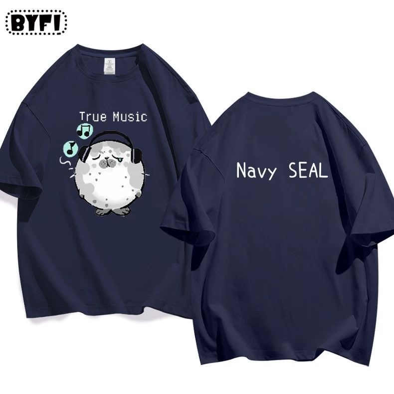 Cute Seal Graphic Cotton T-Shirt in Multiple Designs