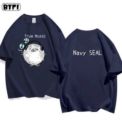 Cute Seal Graphic Cotton T-Shirt in Multiple Designs