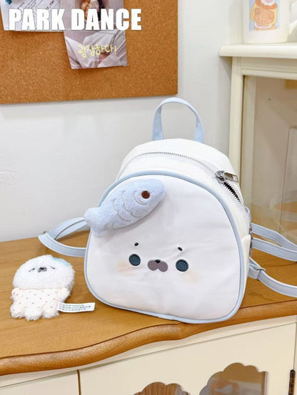 Cute Seal & Fish Plush Backpack for Everyday Outings