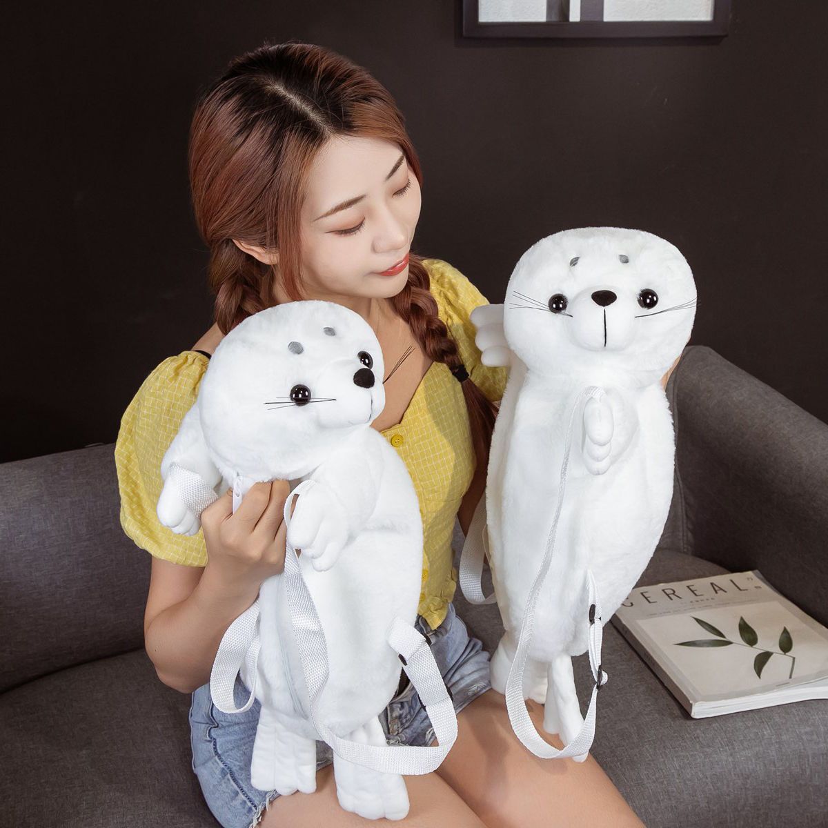 Mini Seal Plush Backpack with Matching Coin Pouch