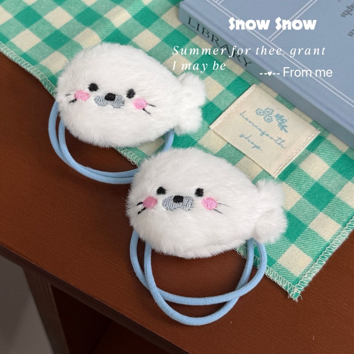 Cute Plush Seal Hair Ties Set - Kawaii Fish Seal Ponytail Holders for Girls