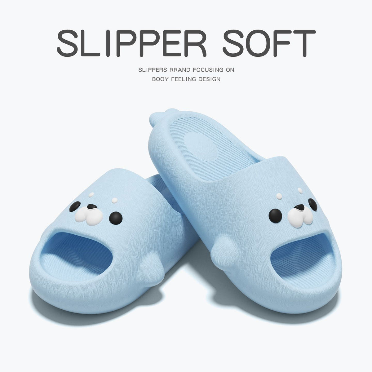 EVA Cute Seal Slippers for Couples, Quiet Non-Slip Indoor Bathroom House Shoes