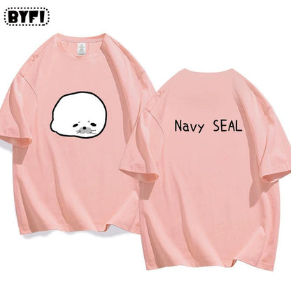 Cute Seal Graphic Cotton T-Shirt in Multiple Designs