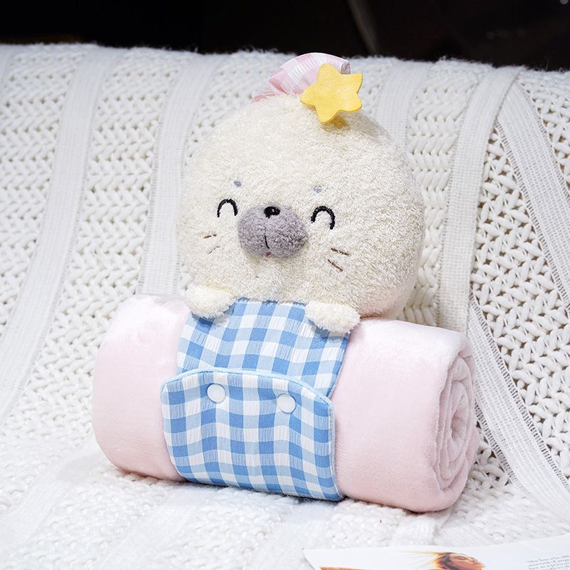3D Seal Roll-Up Travel Blanket with Built-In Storage