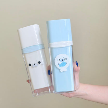 Cute Seal 3-in-1 Travel Rinse Cup with Toothbrush Holder for Students