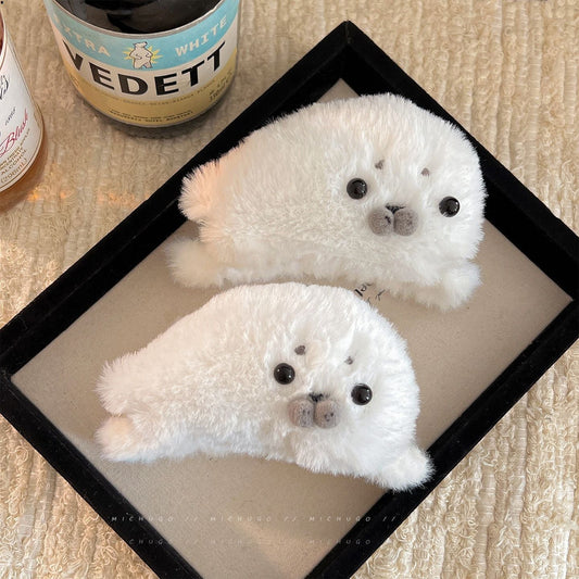 Fluffy Seal Plush Claw Hair Clip & Gift Set