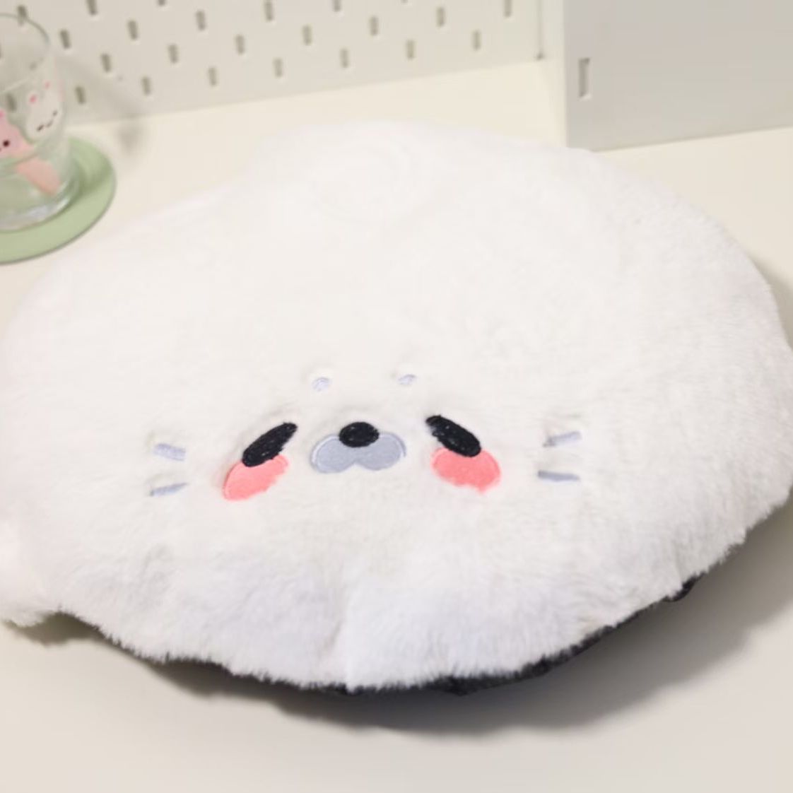 Cute Plush Seal Round Floor Cushion for Students