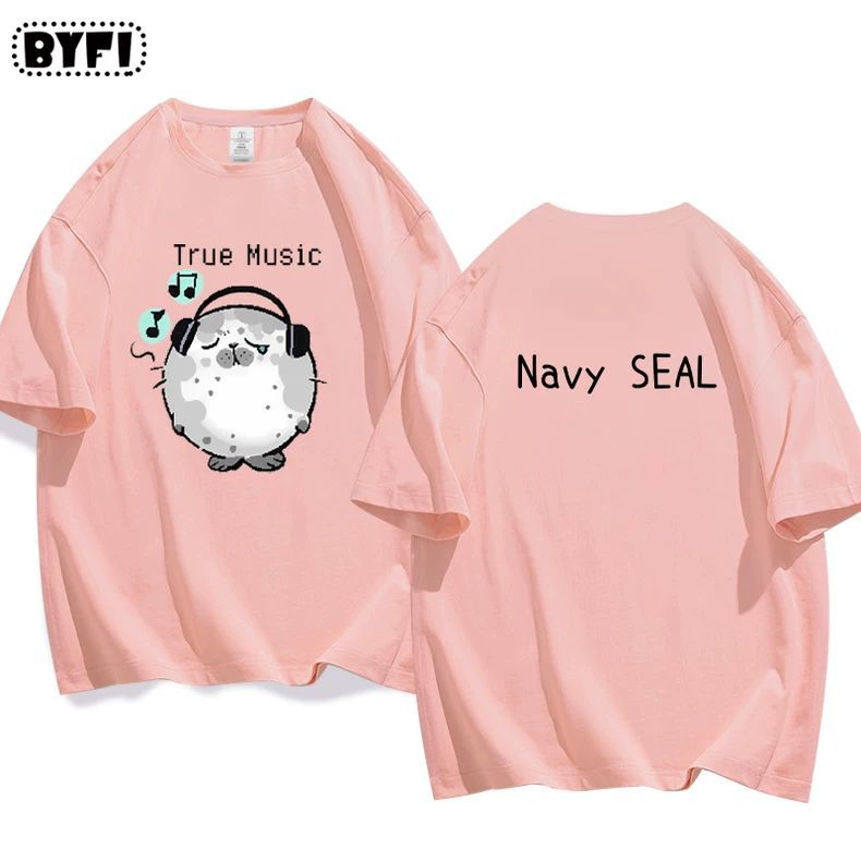 Cute Seal Graphic Cotton T-Shirt in Multiple Designs