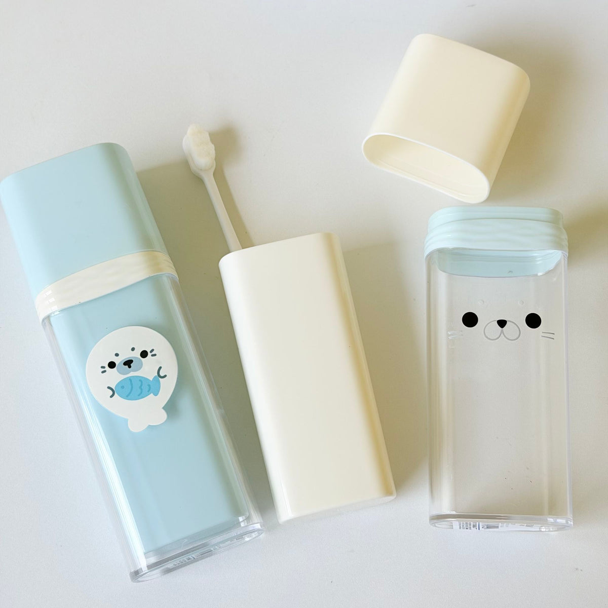 Cute Seal 3-in-1 Travel Rinse Cup with Toothbrush Holder for Students