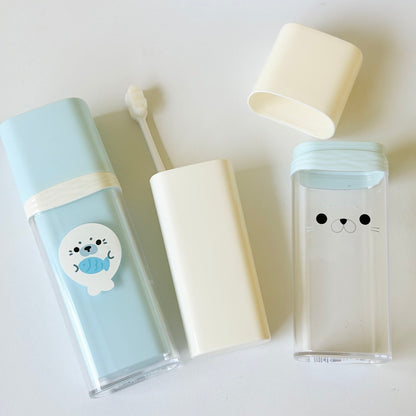 Cute Seal 3-in-1 Travel Rinse Cup with Toothbrush Holder for Students