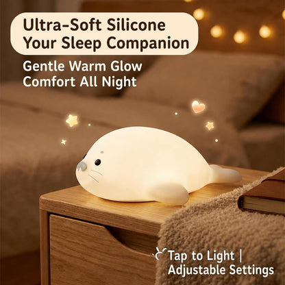 Eye Nurse LED Touch Night Light with Cute Seal Design, Dimmable Bedside Lamp for Baby and Gift