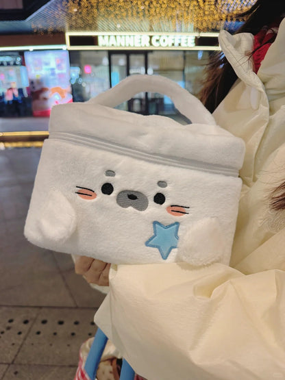 Fluffy Seal Makeup Organizer Pouch with Compartments