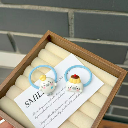Cute Seal Hair Ties - Blue Cartoon Ponytail Holders for Girls