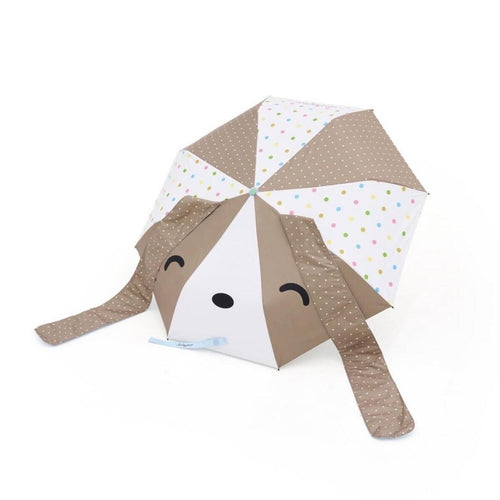 Cute Brown Dog Umbrella with Black Coating for Sun and Rain