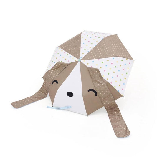 Cute Brown Dog Umbrella with Black Coating for Sun and Rain