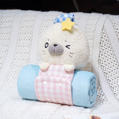 3D Seal Roll-Up Travel Blanket with Built-In Storage