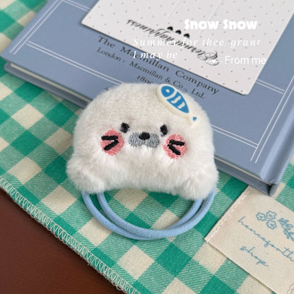 Cute Plush Seal Hair Ties Set - Kawaii Fish Seal Ponytail Holders for Girls