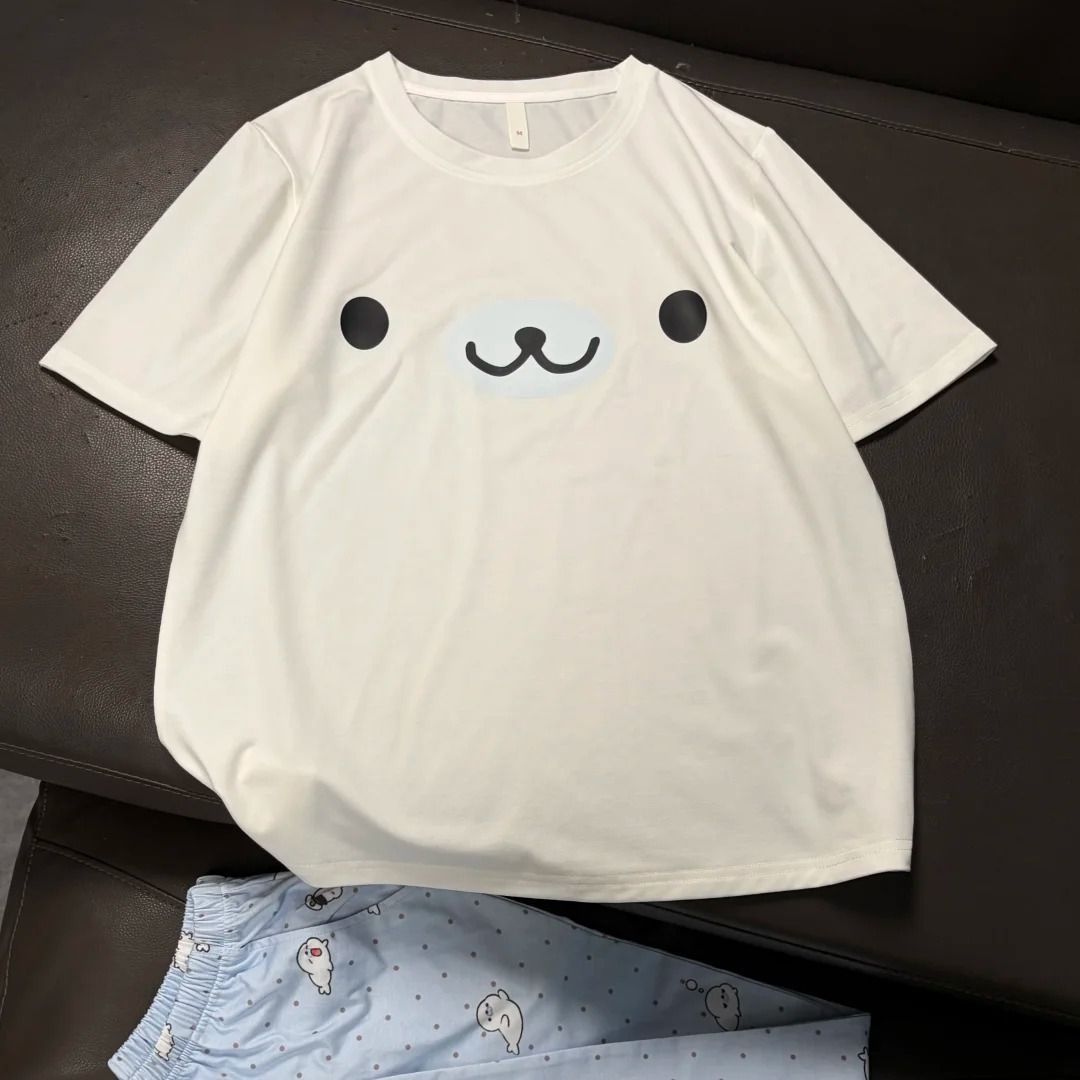 Cute Seal Print Short-Sleeve T-Shirt for Women, Loose Casual Summer Top