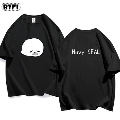 Cute Seal Graphic Cotton T-Shirt in Multiple Designs