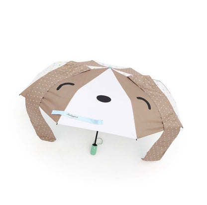 Cute Brown Dog Umbrella with Black Coating for Sun and Rain
