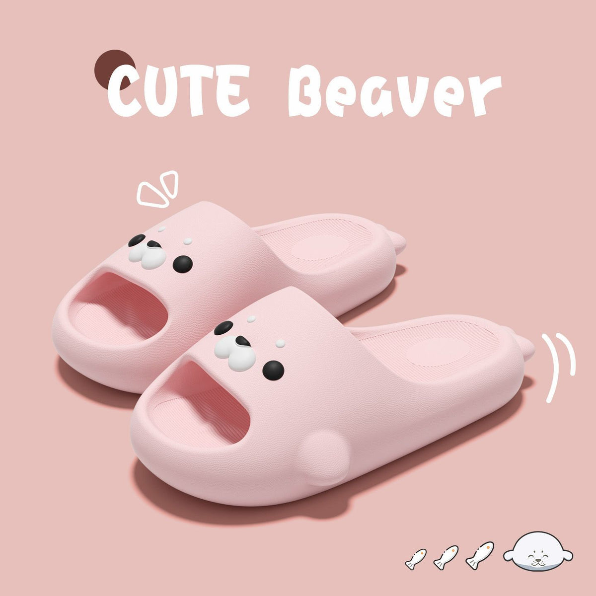 EVA Cute Seal Slippers for Couples, Quiet Non-Slip Indoor Bathroom House Shoes