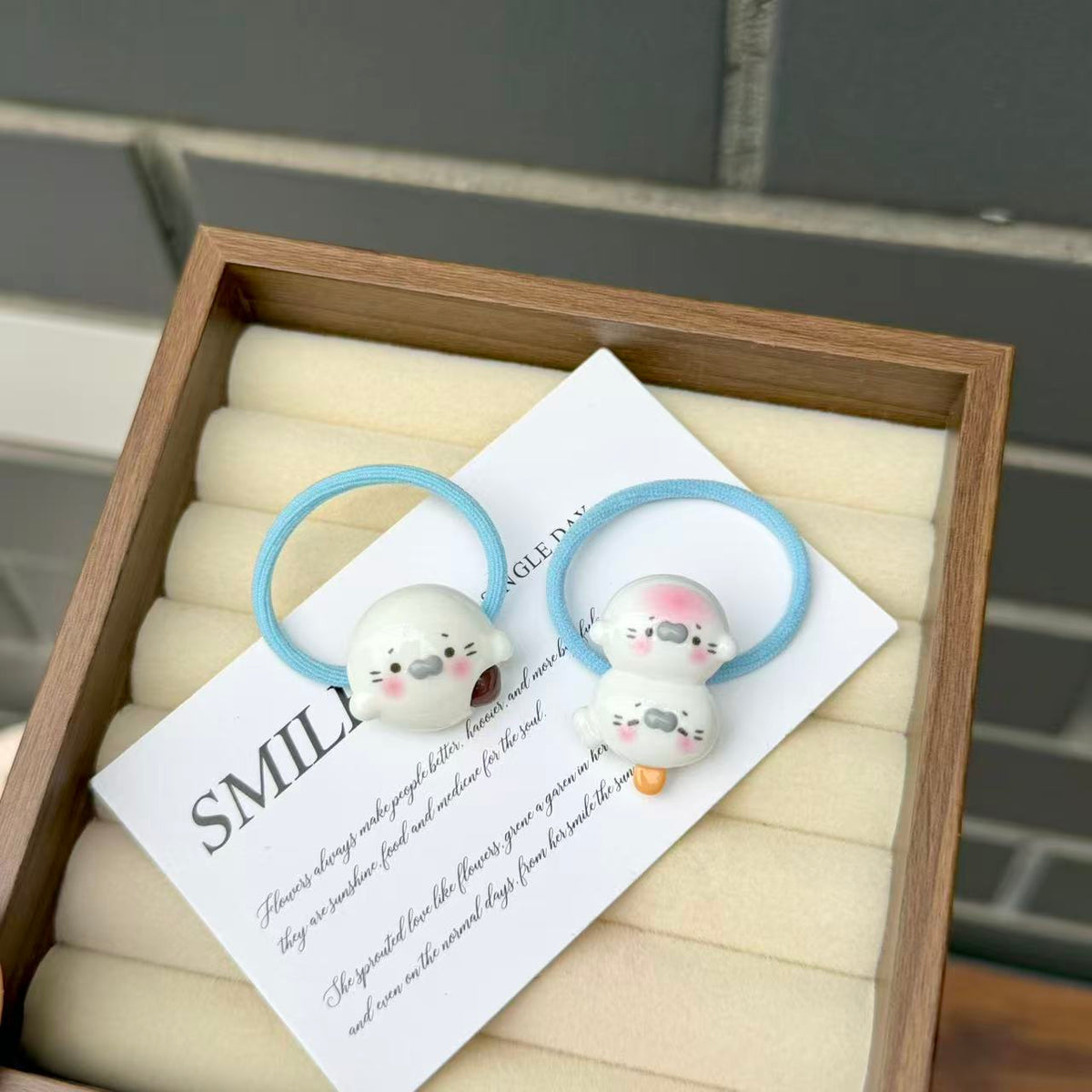 Cute Seal Hair Ties - Blue Cartoon Ponytail Holders for Girls