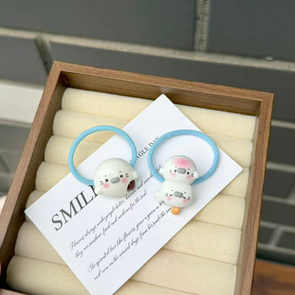 Cute Seal Hair Ties - Blue Cartoon Ponytail Holders for Girls